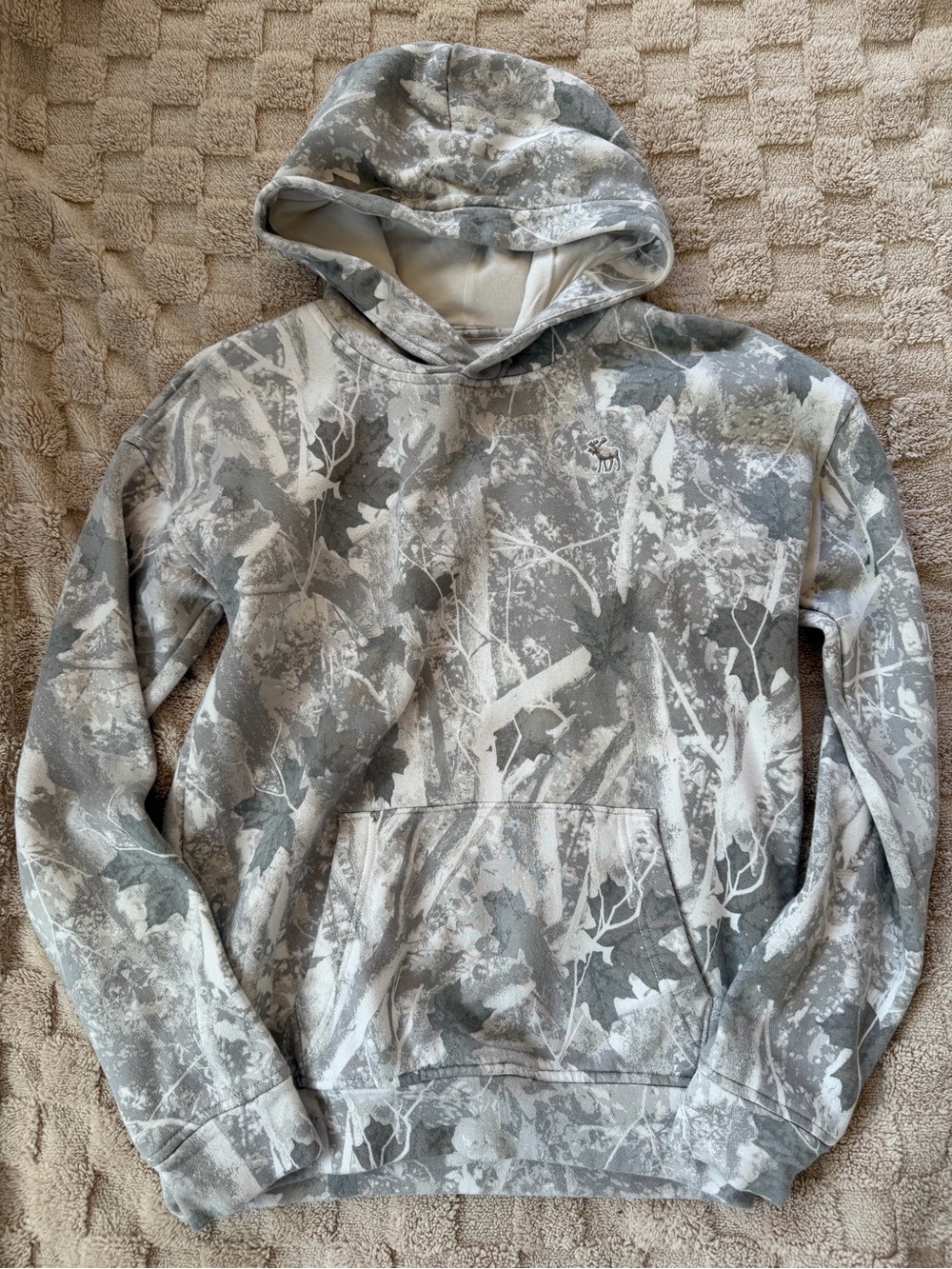 Abercrombie Kids A&F Essentials Camo Hoodie Size 13/14 Relaxed Fit